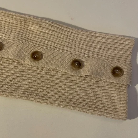 MANGO // cream ivory button detail mockneck sweater rib knit pocket - Picture 11 of 15